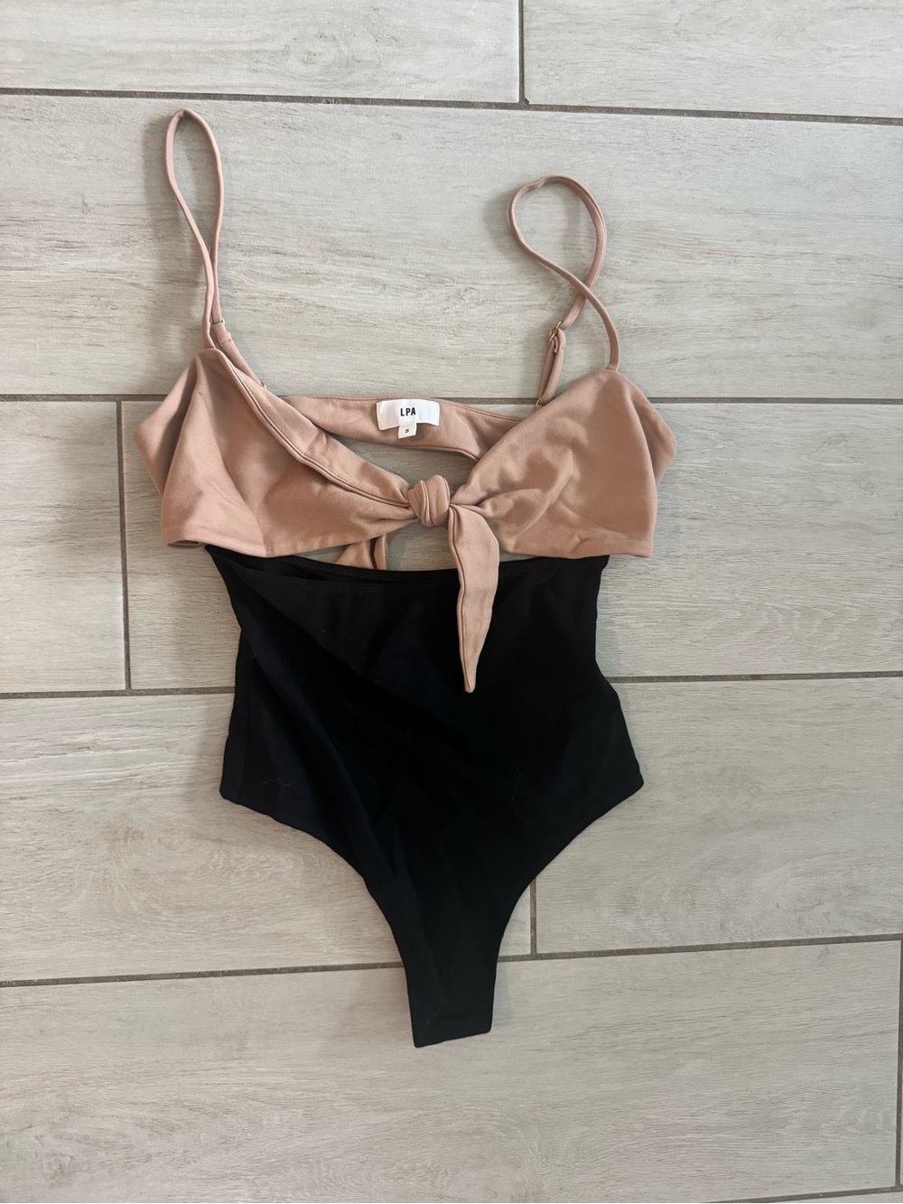 LPA Two-Tone Knotted Kids One-Piece Swimsuit - Blush and Black